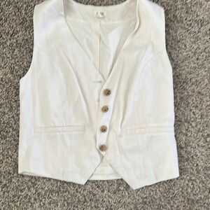 Women's Cream Button-Down Vest